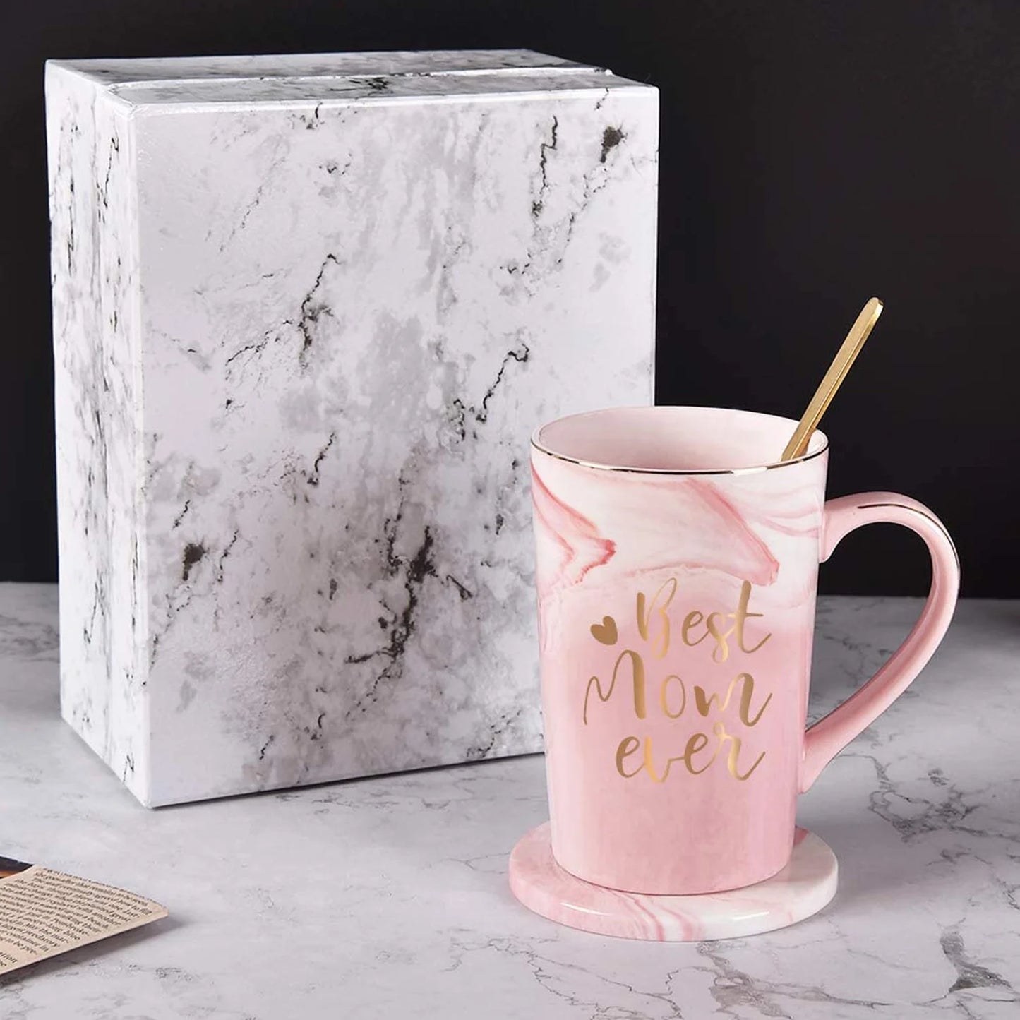 Gifts for Mom - Best Mom Ever Coffee Mug, Mothers Day Gifts for Mom, Birthday Gifts, Christmas Gifts, Mom Gifts, 14 Fl Oz Pink Coffee Mugs Ceramic Mug Tea Cup
