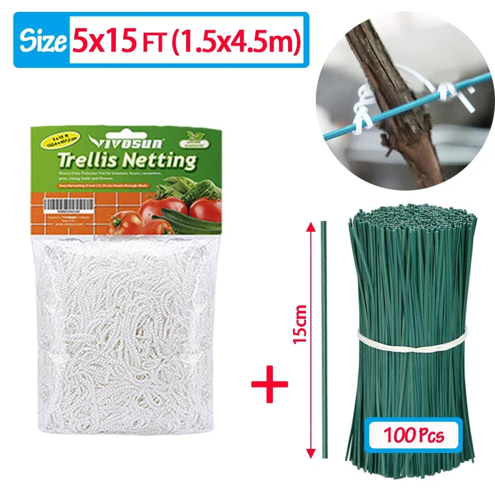 All-Weather Trellis Netting Mesh Heavy-Duty Plant Support Stand for Flowers Vegetable Vine Climbing String Net Gardening Tools