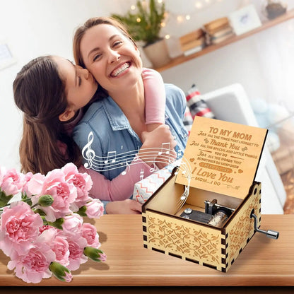You Are My Sunshine Music Box, Son Daughter Gifts for Mom, Personalized Laser Engraved Vintage Design Wooden Music Boxes, Mothers Day Birthday Mom Gifts from Daughter Son