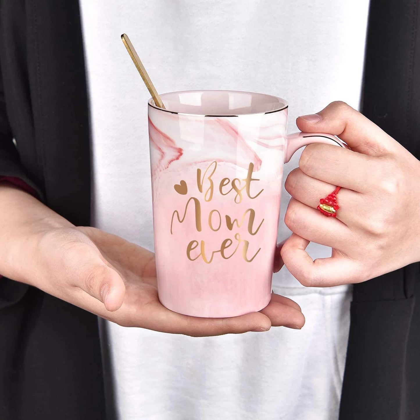 Gifts for Mom - Best Mom Ever Coffee Mug, Mothers Day Gifts for Mom, Birthday Gifts, Christmas Gifts, Mom Gifts,  14 Fl Oz Pink Coffee Mugs Ceramic Mug Tea Cup