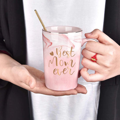 Gifts for Mom - Best Mom Ever Coffee Mug, Mothers Day Gifts for Mom, Birthday Gifts, Christmas Gifts, Mom Gifts,  14 Fl Oz Pink Coffee Mugs Ceramic Mug Tea Cup