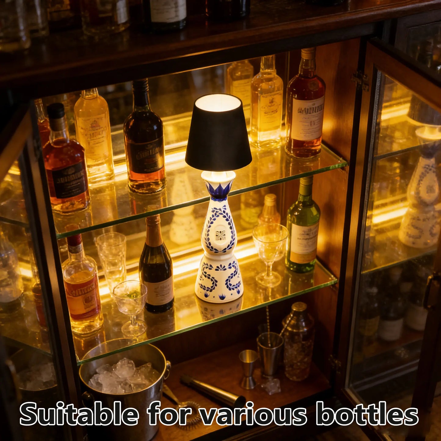 2026 New Wireless Bottle Lamp - Ledstock Upbottle Lights for Liquor & Wine Bottles,Cordless Lampshade, Whiskey Bottle Toplight, Bottle Stopper Night Light Kit,Rechargeable 3-Tone Touch-Dimmable