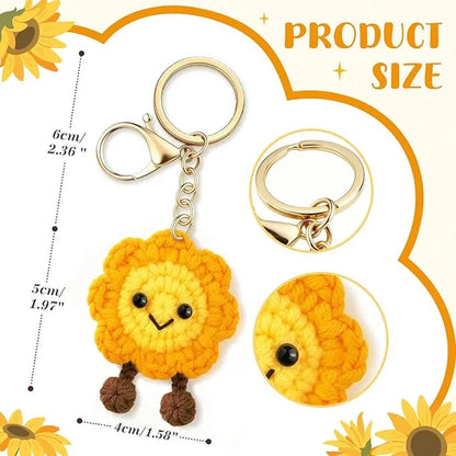 Knitted Sunflower Keychains for Mom,Thank You Birthday Gifts for Women,Perfect Gift for Mom
