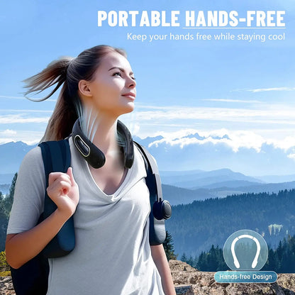 Neck Fan, Hands Free Bladeless Neck Fans Portable Rechargeable, 360° Cooling Neck Fan, 4 Speeds, Quiet, 5200 Mah Battery Operated USB Wearable Personal Fan Gifts for Women, Travel, Outdoor