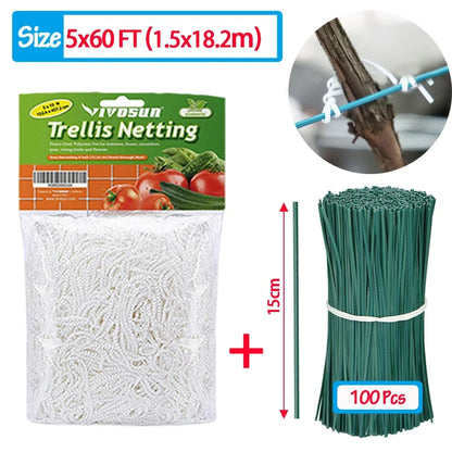 All-Weather Trellis Netting Mesh Heavy-Duty Plant Support Stand for Flowers Vegetable Vine Climbing String Net Gardening Tools
