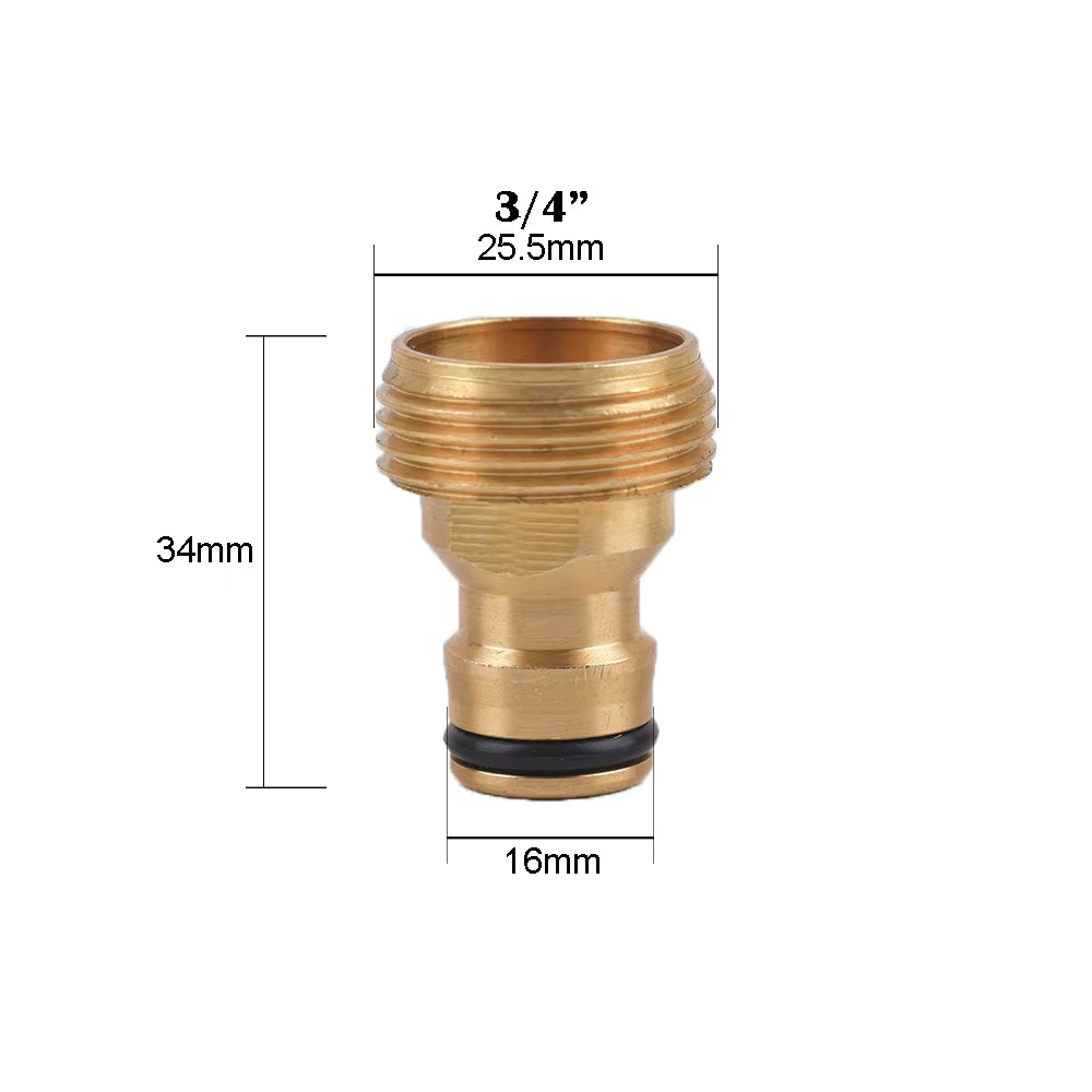 1/2 3/4" Thread Quick Connector Brass Garden Watering Adapter Drip Irrigation Copper Hose Quick Connector Fittings 1 Pcs