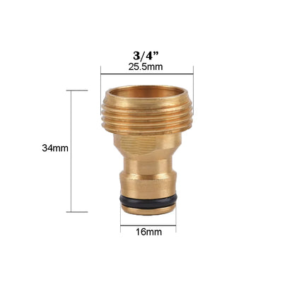 1/2 3/4" Thread Quick Connector Brass Garden Watering Adapter Drip Irrigation Copper Hose Quick Connector Fittings 1 Pcs