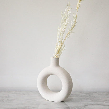 Ceramic Nordic Vase, White Modern Vase, Circular Donut Vase, Scandinavian (Donut Vase)