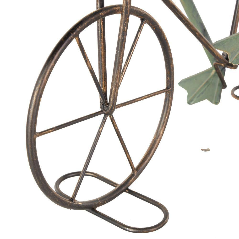 19 In. Metal on Bicycle Frog Garden Sculpture with Gold Accents