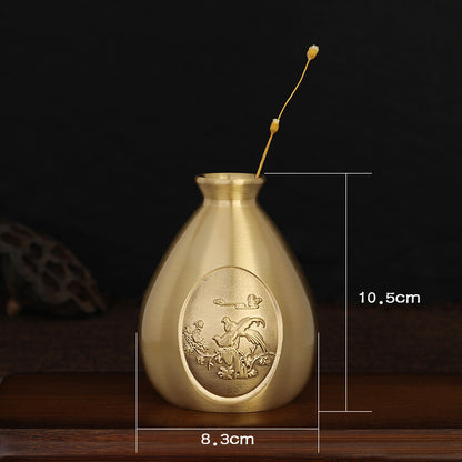 Pure Brass Decorative Flower Vase Carved Ornaments