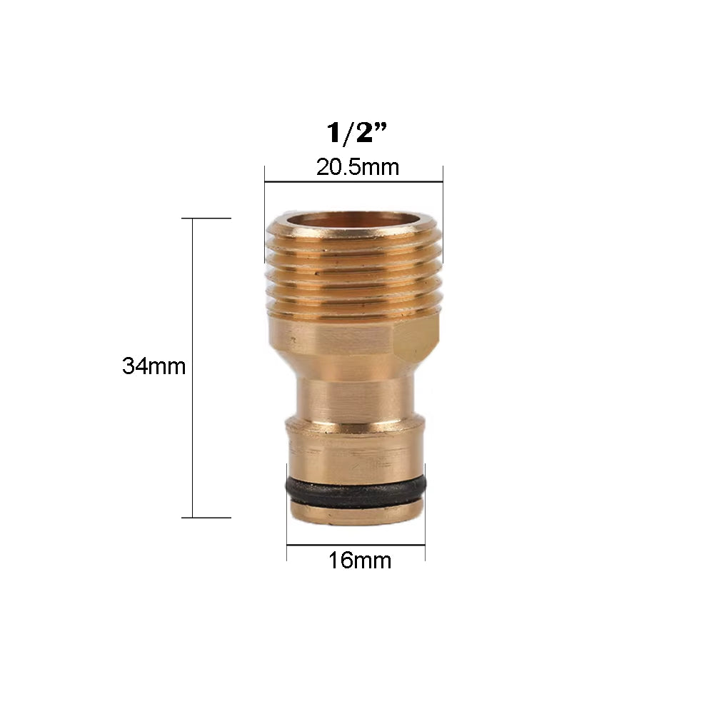 1/2 3/4" Thread Quick Connector Brass Garden Watering Adapter Drip Irrigation Copper Hose Quick Connector Fittings 1 Pcs