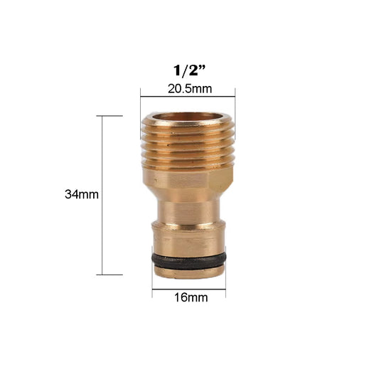 1/2 3/4" Thread Quick Connector Brass Garden Watering Adapter Drip Irrigation Copper Hose Quick Connector Fittings 1 Pcs