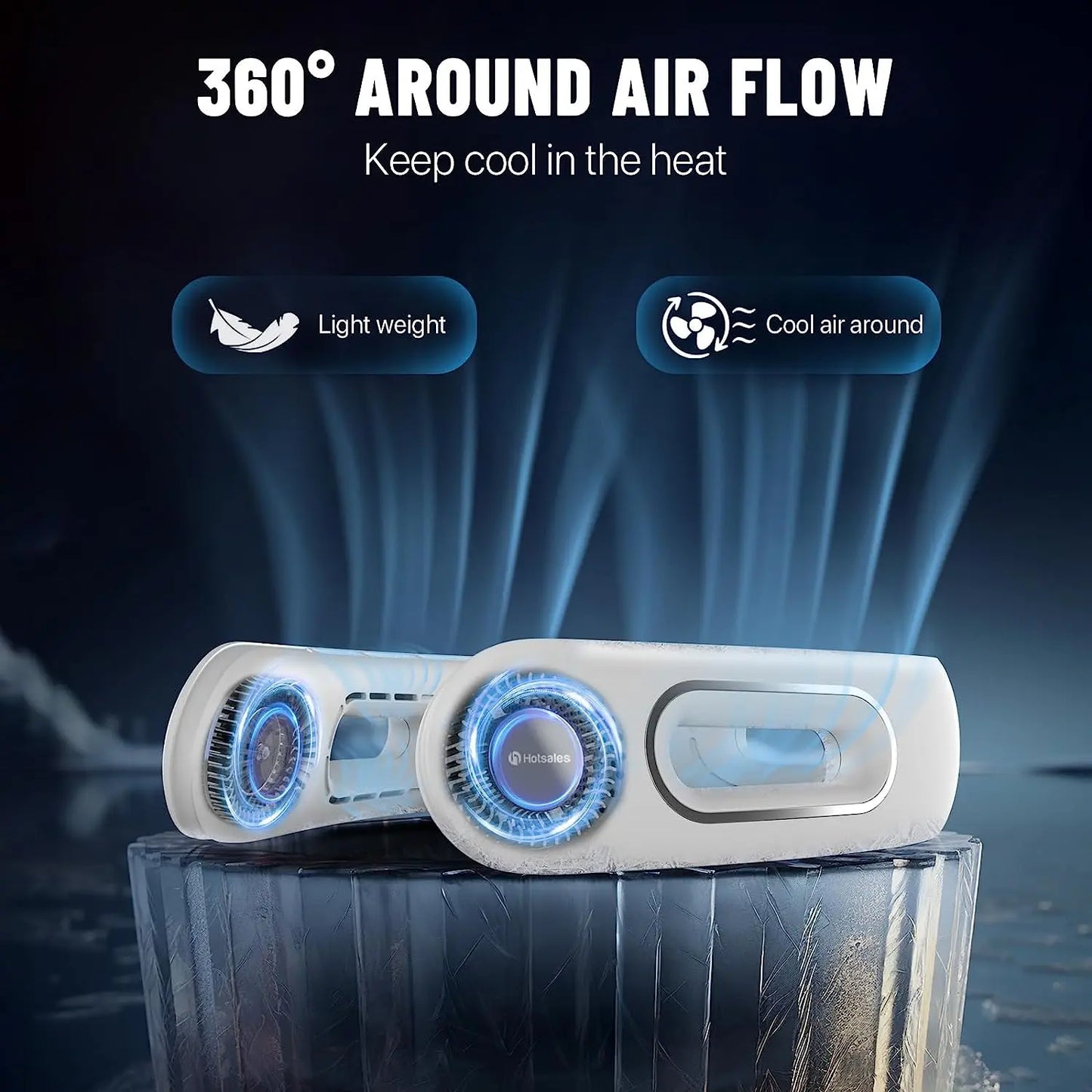 Neck Fan, Hands Free Bladeless Neck Fans Portable Rechargeable, 360° Cooling Neck Fan, 4 Speeds, Quiet, 5200 Mah Battery Operated USB Wearable Personal Fan Gifts for Women, Travel, Outdoor