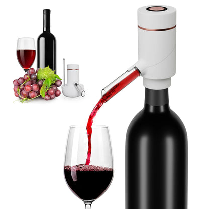 Electric Drink Dispenser and Red Vino Aerator - Built in Pourer Spout Aerator - Pumps and Dispenses Vino, Fits Most Bottles