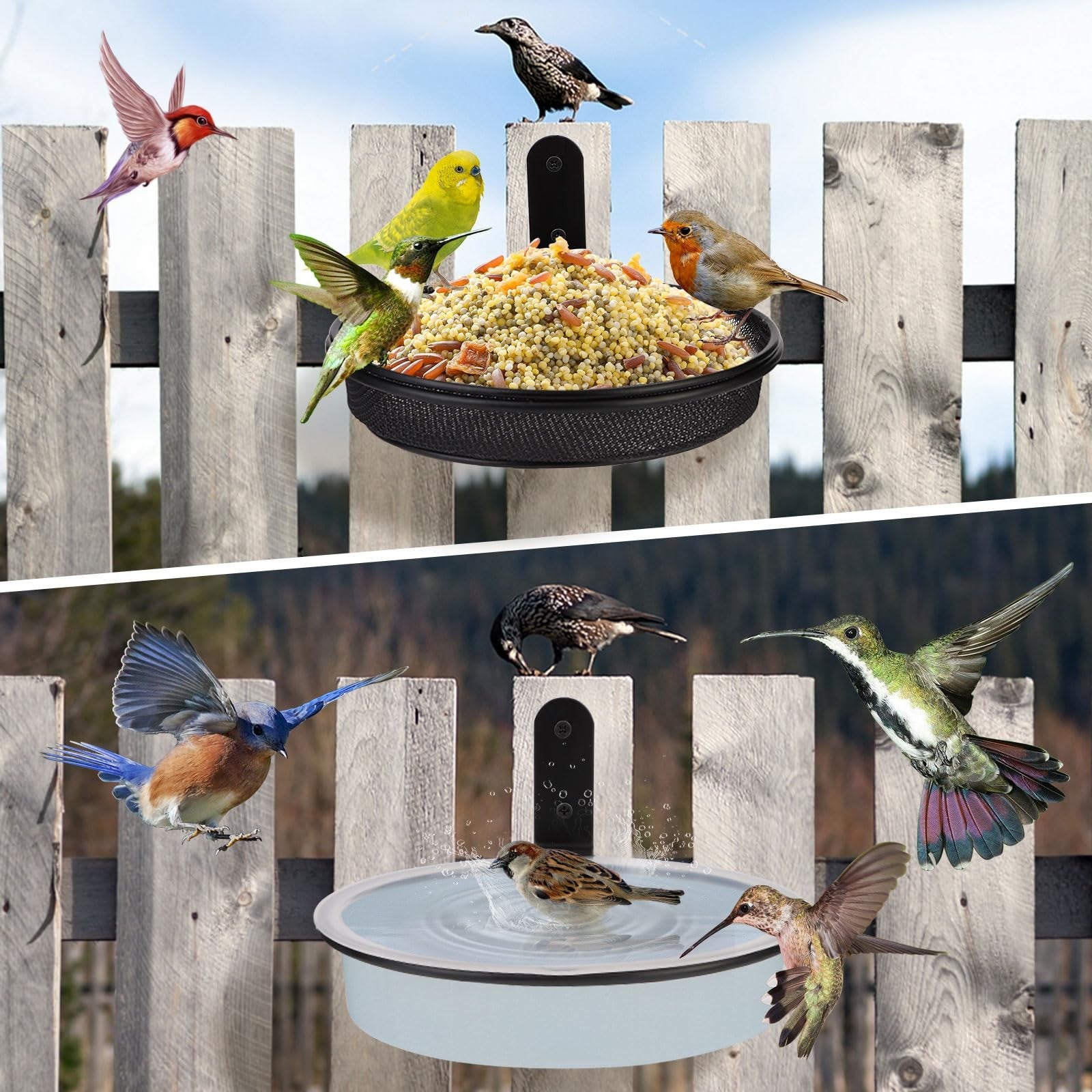 2 Pack Tree Mounted Bird Feeder Bath Tray Heavy Duty Wall Mount Squirrel Feeder