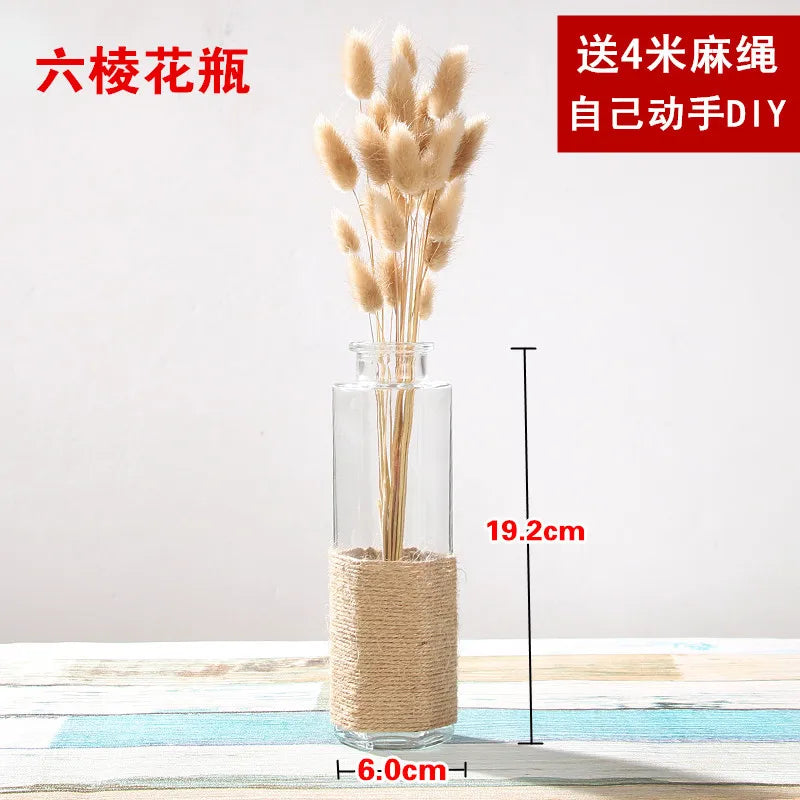 Creative Transparent Glass Vase Modern Minimalist Hydroponic Vase Nordic Home Ornaments Vase Decoration Dried Flower Vase
