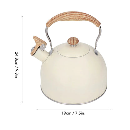 2.5L Stainless Steel Teapot Beige Whistling Tea Kettle with Handle Convenience Tea Pot Kitchen Accessories