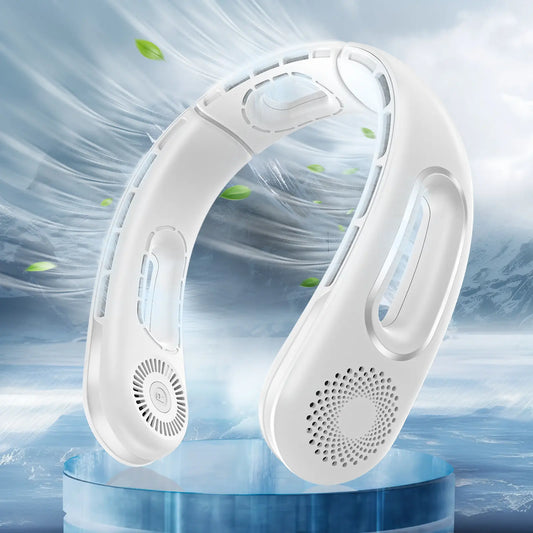 Neck Fan, Hands Free Bladeless Neck Fans Portable Rechargeable, 360° Cooling Neck Fan, 4 Speeds, Quiet, 5200 Mah Battery Operated USB Wearable Personal Fan Gifts for Women, Travel, Outdoor