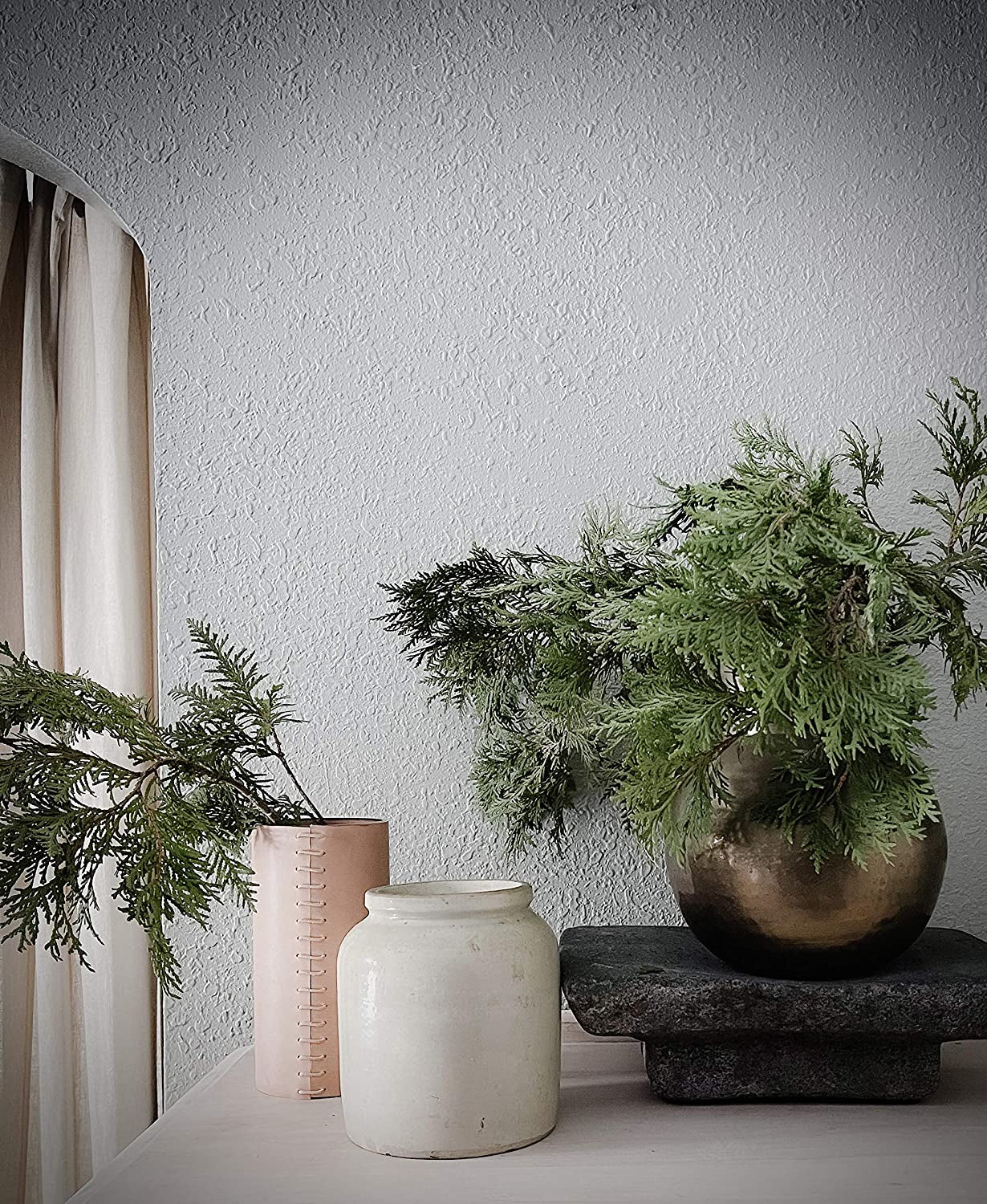 Leather Vase - Boho Vase, Pampas Grass Vase, Mantle Vase, Cream Vase, Beige Vase, Cute Flower Vase | Scandinavian Vase, Nordic Vase, Neutral Room Decor, Unique Decor | 8"
