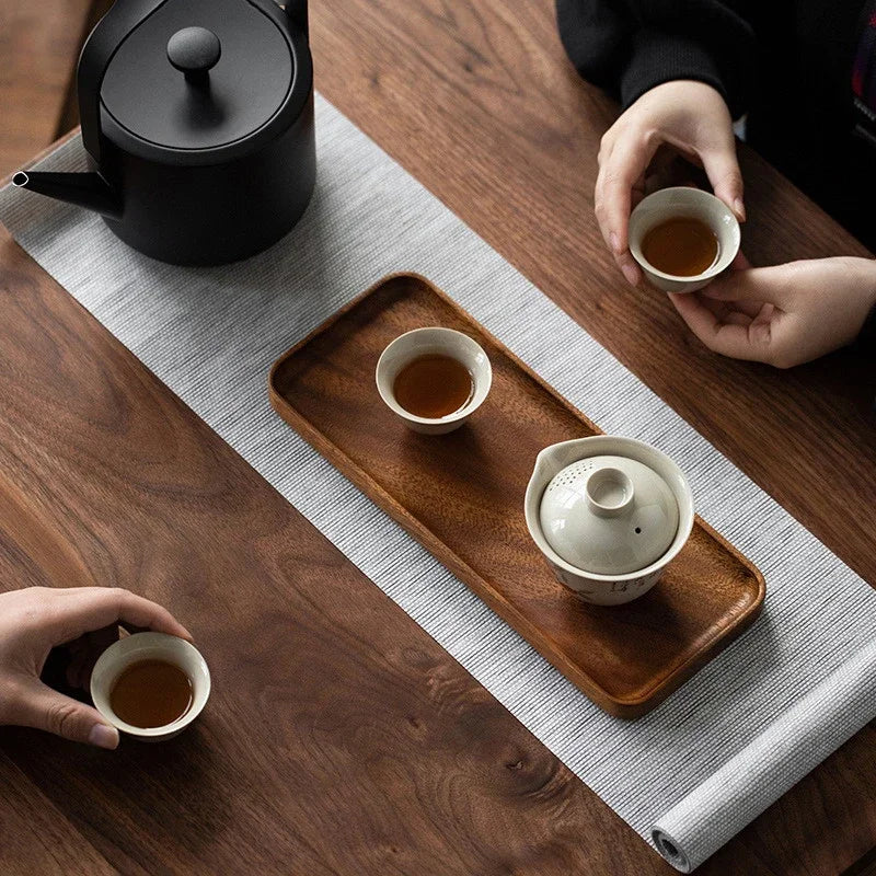 Wooden Tray Japanese Cutlery Tray Steak Pizza Food Tray Rectangular Dining Plate Oval Shaped Cup and Plate Disposable Plates