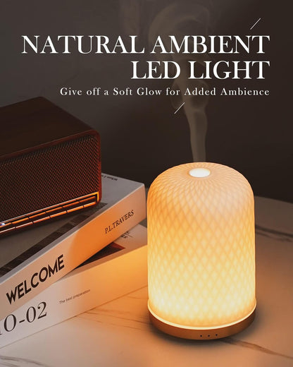 Essential Oil Diffuser - 2.4Mhz Ultrasonic Ceramic Diffuser with Pulse/Continuous Mist & Night Light, Waterless Auto-Off, Silent Aromatherapy Diffuser for Home, Office, Yoga, Spa, Gifts & Home Decor.