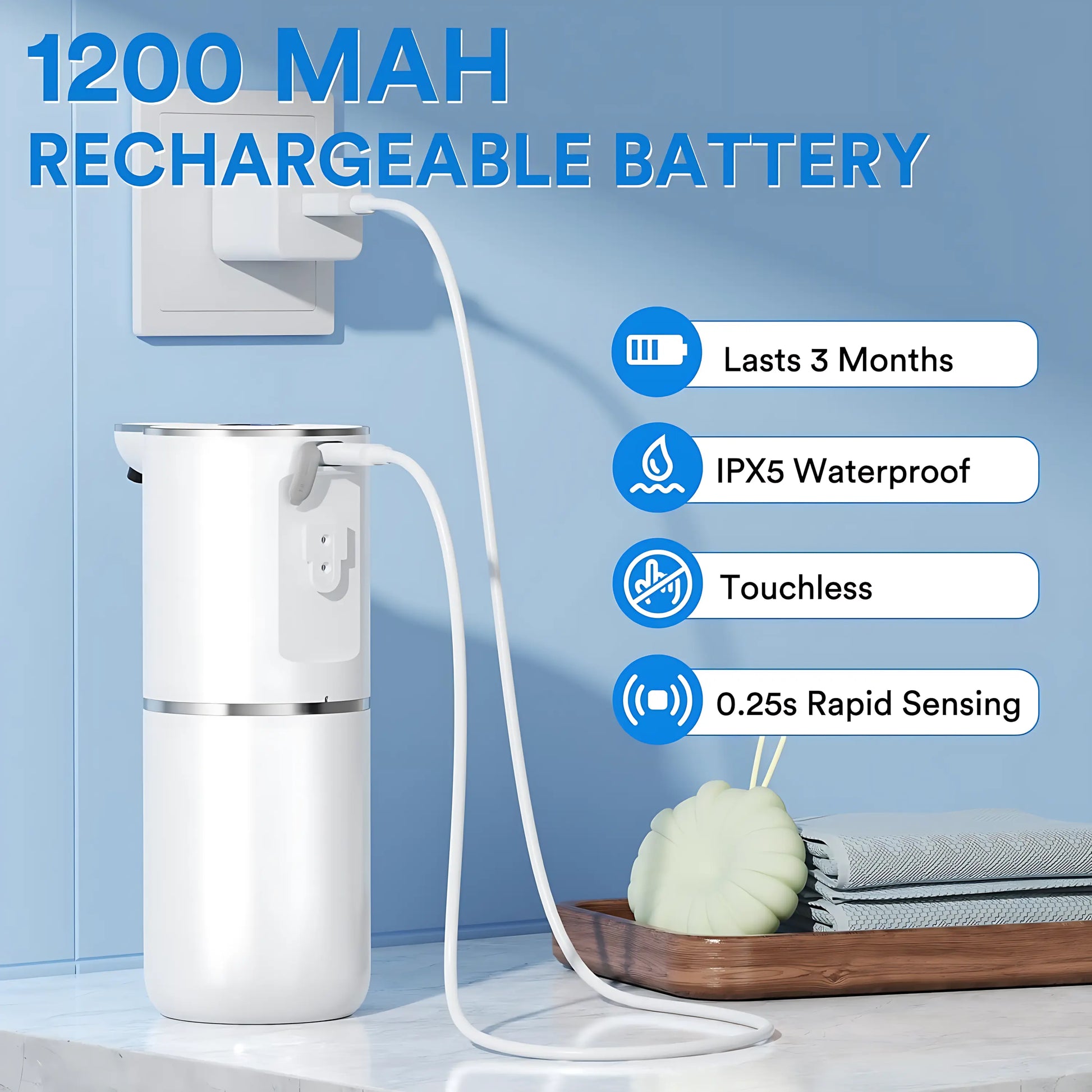 Automatic Soap Dispenser Touchless – 12Oz USB Rechargeable Foaming Soap Dispenser with 4 Adjustable Levels, Waterproof Wall Mounted Hand Soap Dispenser for Bathroom & Kitchen Auto Shut-Off Tiktokshopspringglowup Gift Mom