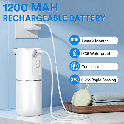 Automatic Soap Dispenser Touchless – 12Oz USB Rechargeable Foaming Soap Dispenser with 4 Adjustable Levels, Waterproof Wall Mounted Hand Soap Dispenser for Bathroom & Kitchen Auto Shut-Off Tiktokshopspringglowup Gift Mom