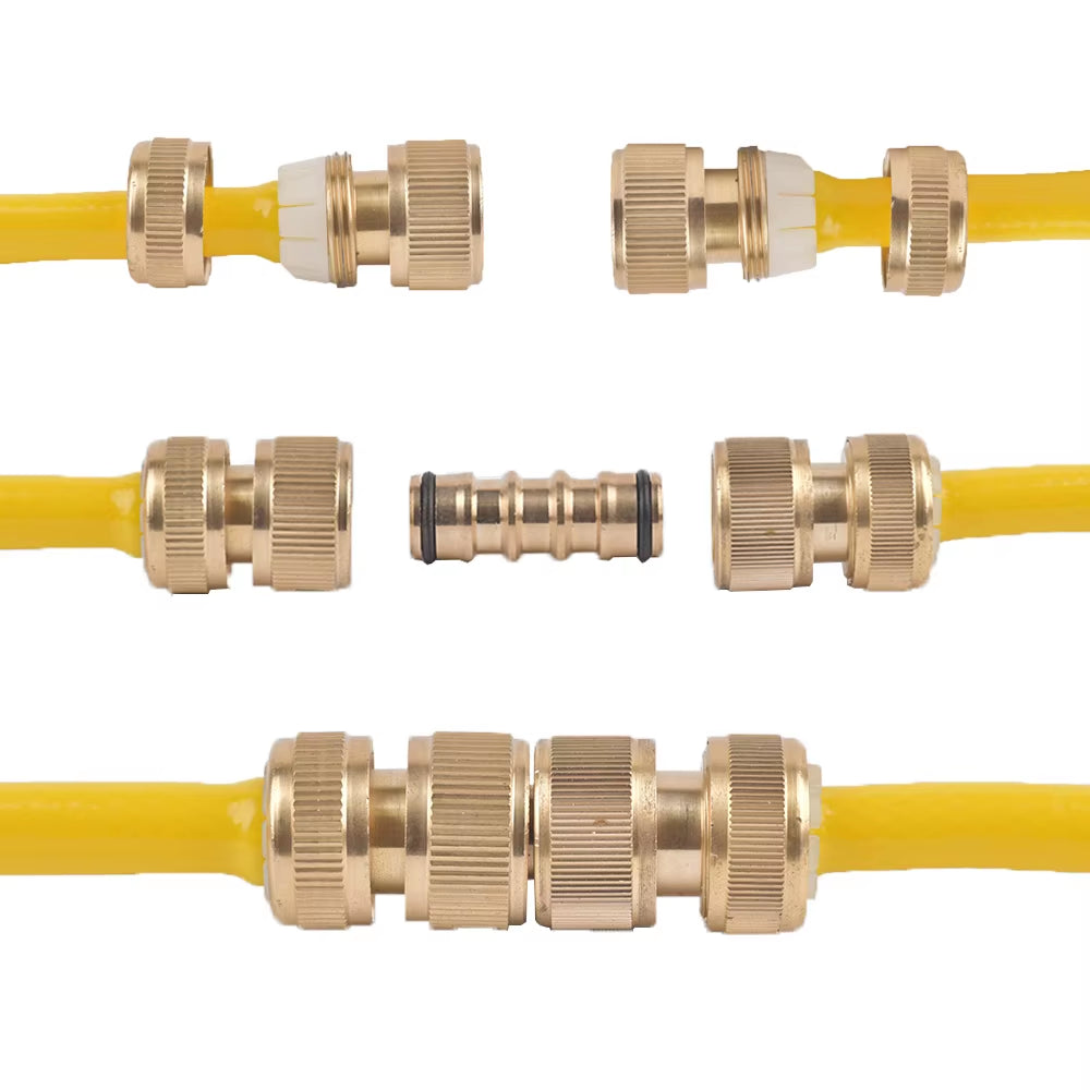1/2 3/4" Thread Quick Connector Brass Garden Watering Adapter Drip Irrigation Copper Hose Quick Connector Fittings 1 Pcs