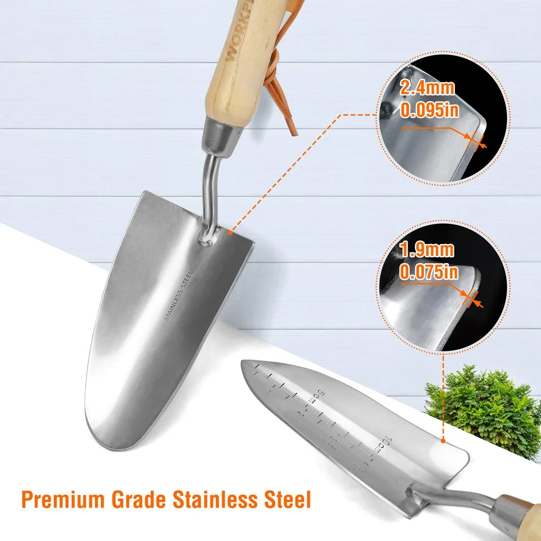 Garden Tools Set, 8 Piece Stainless Steel Heavy Duty Gardening Tools with Wooden Handle