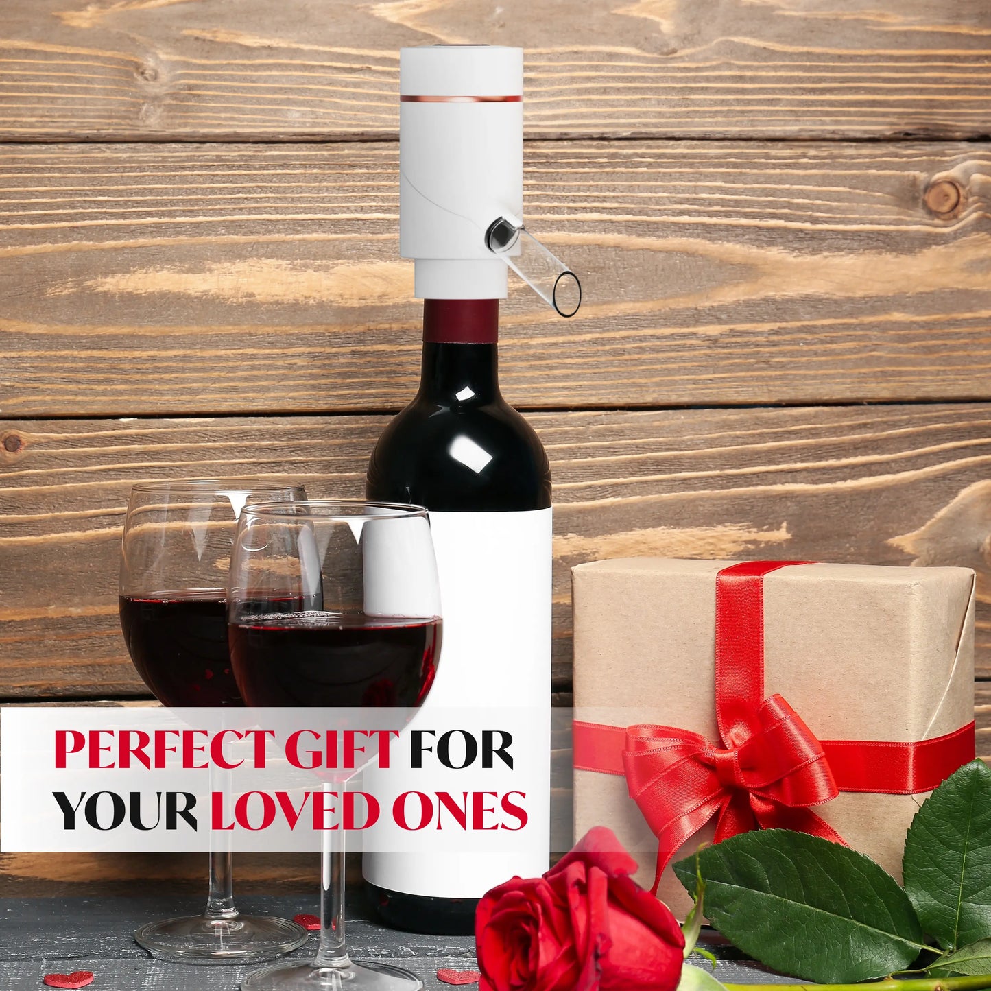 Electric Drink Dispenser and Red Vino Aerator - Built in Pourer Spout Aerator - Pumps and Dispenses Vino, Fits Most Bottles