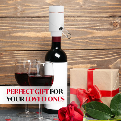 Electric Drink Dispenser and Red Vino Aerator - Built in Pourer Spout Aerator - Pumps and Dispenses Vino, Fits Most Bottles