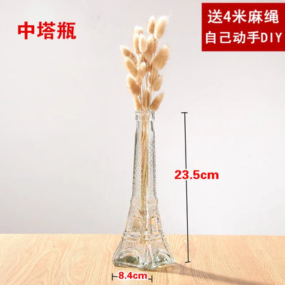 Creative Transparent Glass Vase Modern Minimalist Hydroponic Vase Nordic Home Ornaments Vase Decoration Dried Flower Vase