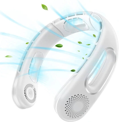 Neck Fan, Hands Free Bladeless Neck Fans Portable Rechargeable, 360° Cooling Neck Fan, 4 Speeds, Quiet, 5200 Mah Battery Operated USB Wearable Personal Fan Gifts for Women, Travel, Outdoor