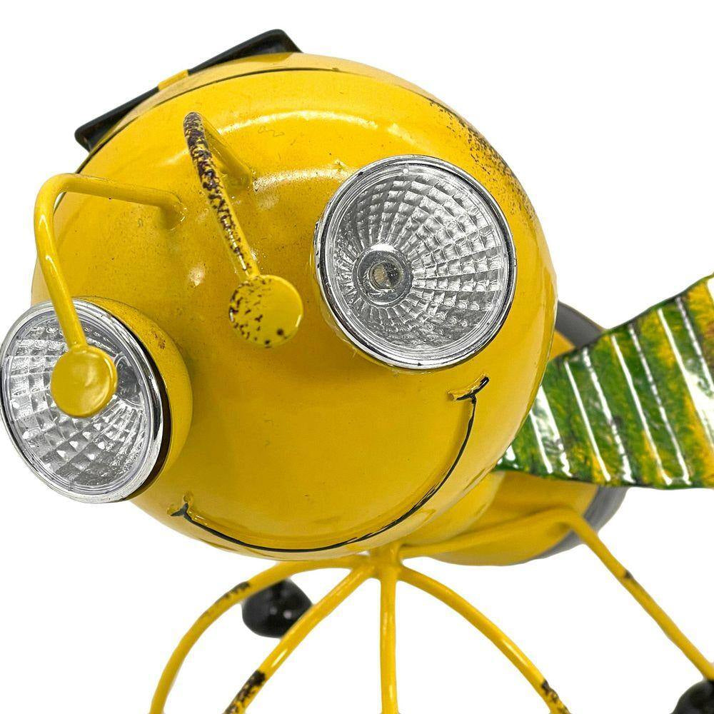 Metal Bee Garden Solar LED Garden Statue 11 In. L