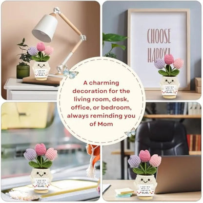 Gifts for Mom from Daughter Son - Cute Mothers Day, Birthday Gifts for Moms, Mother, Mama - Mother'S Day Knitted Positive Tulip Flowers Mom Crochet Doll