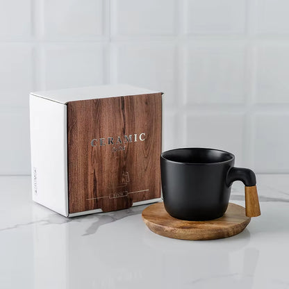 Japanese Style Tea Set Wooden Handle Ceramic Tea Pot Thickened High Borosilicate Glass Transparent Heat Resistant Tea Pot