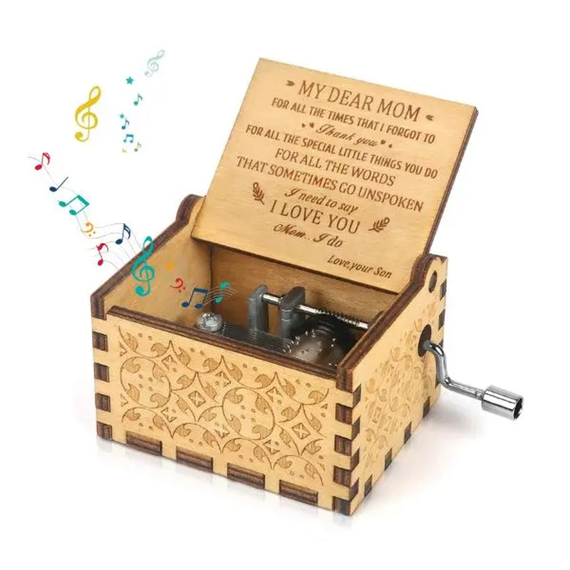 You Are My Sunshine Music Box, Son Daughter Gifts for Mom, Personalized Laser Engraved Vintage Design Wooden Music Boxes, Mothers Day Birthday Mom Gifts from Daughter Son