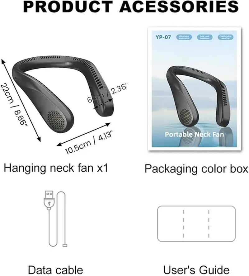 Neck Fan, Hands Free Bladeless Neck Fans Portable Rechargeable, 360° Cooling Neck Fan, 4 Speeds, Quiet, 5200 Mah Battery Operated USB Wearable Personal Fan Gifts for Women, Travel, Outdoor