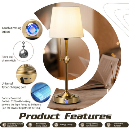 Rechargeable Wireless LED Table Lamp - 5200Mah Battery Operated, Adjustable Light, Decorative Indoor Lighting, Ideal Gift for Women Mom, House Warming New Home Present