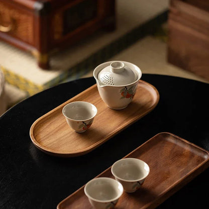 Wooden Tray Japanese Cutlery Tray Steak Pizza Food Tray Rectangular Dining Plate Oval Shaped Cup and Plate Disposable Plates