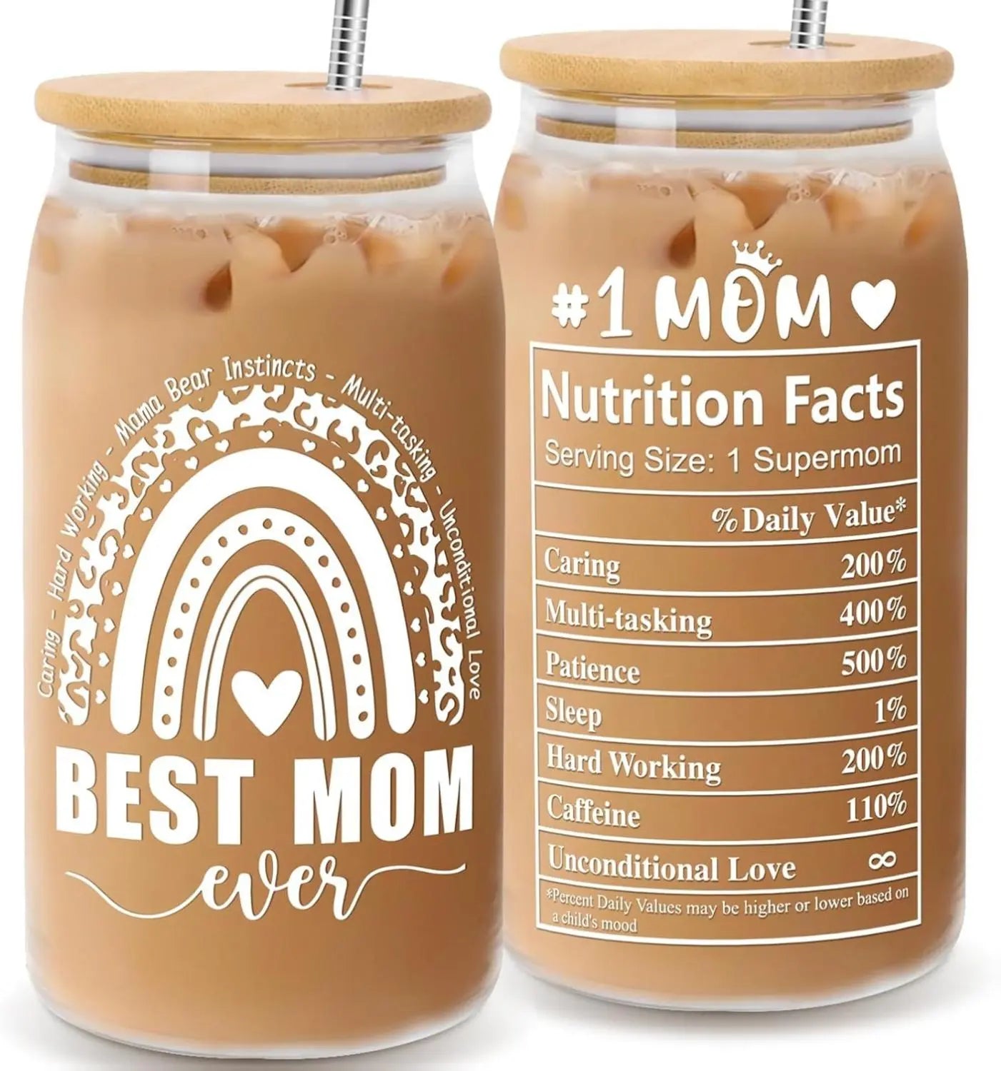 Mothers Day Gifts for Mom from Daughter Son, Unique Gifts Ideas for Women Mama Stepmom Mother in Law, Personalized Anniversary Birthday Mothers Day Presents for Wife from Husband - Can Glass 16OZ Bottles Drinkware