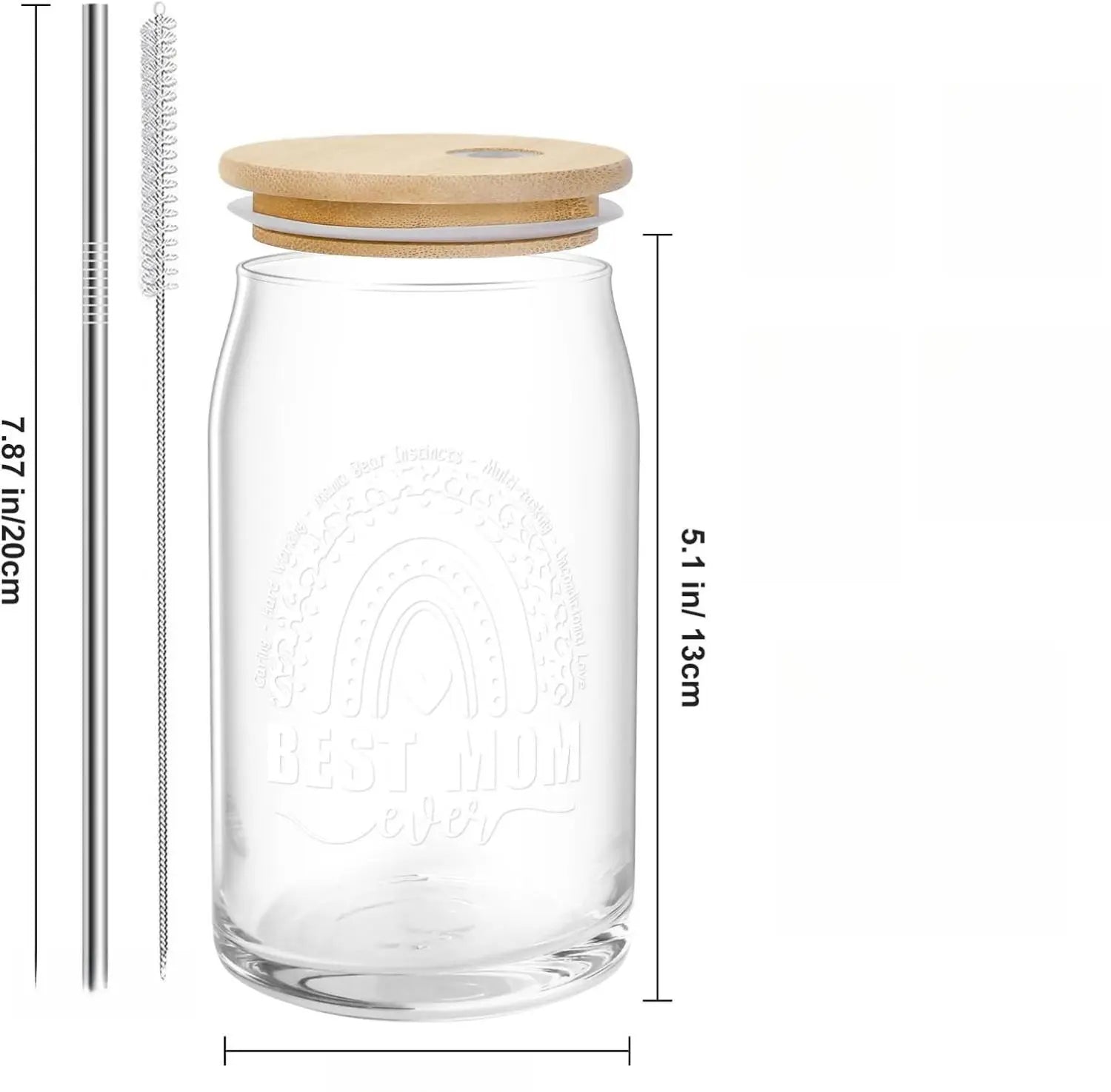 Mothers Day Gifts for Mom from Daughter Son, Unique Gifts Ideas for Women Mama Stepmom Mother in Law, Personalized Anniversary Birthday Mothers Day Presents for Wife from Husband - Can Glass 16OZ Bottles Drinkware