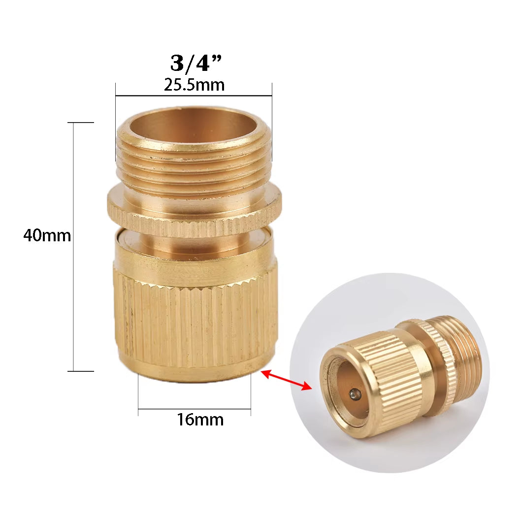 1/2 3/4" Thread Quick Connector Brass Garden Watering Adapter Drip Irrigation Copper Hose Quick Connector Fittings 1 Pcs