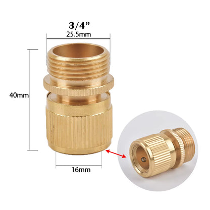 1/2 3/4" Thread Quick Connector Brass Garden Watering Adapter Drip Irrigation Copper Hose Quick Connector Fittings 1 Pcs