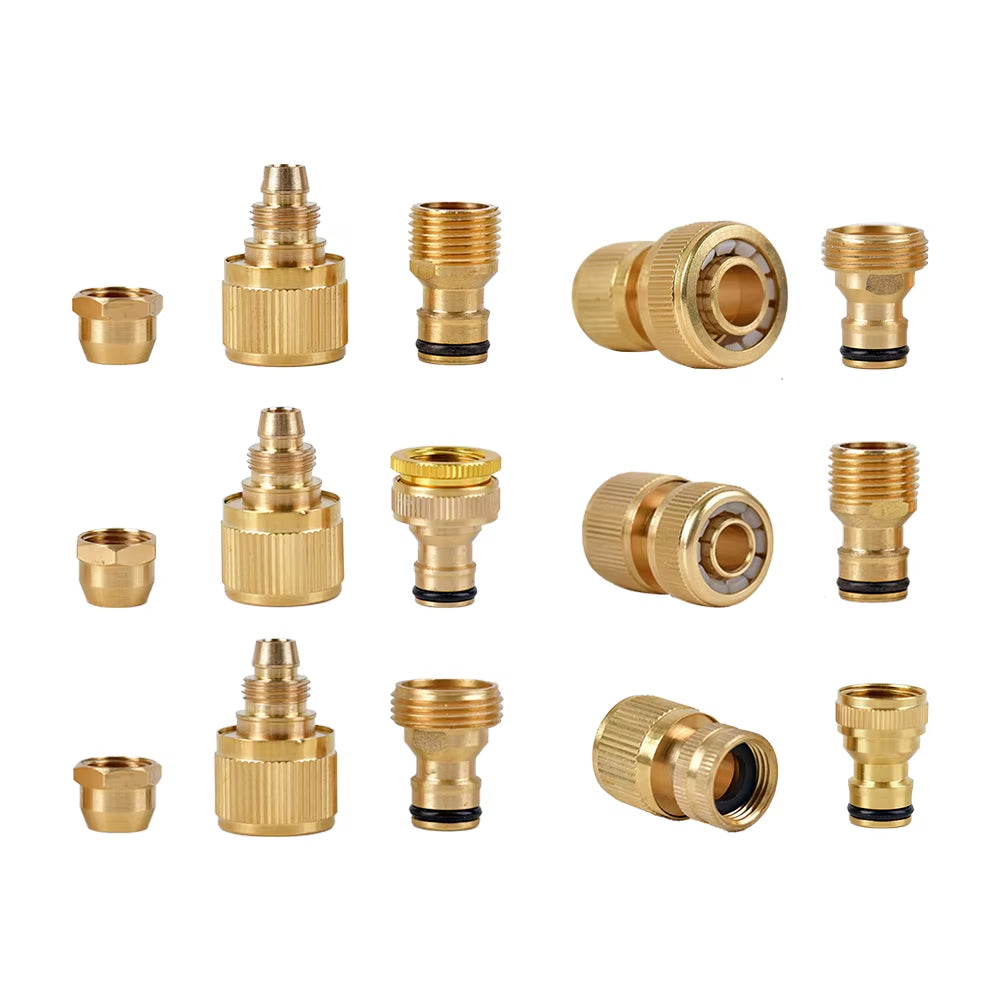 1/2 3/4" Thread Quick Connector Brass Garden Watering Adapter Drip Irrigation Copper Hose Quick Connector Fittings 1 Pcs