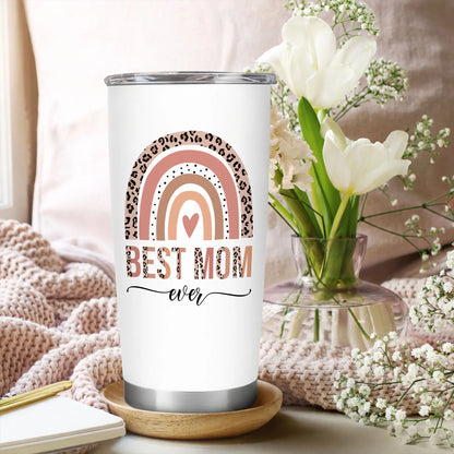 MAKEAGIFT Best Mom Ever 20 Oz Tumbler - #1 Mom Nutrition Facts Insulated Tumblers - Mothers Day, Birthday Gifts for Mom from Daughter, Son, Kids