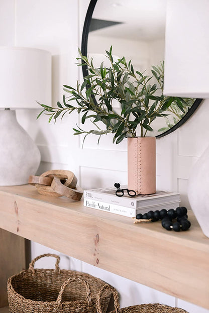 Leather Vase - Boho Vase, Pampas Grass Vase, Mantle Vase, Cream Vase, Beige Vase, Cute Flower Vase | Scandinavian Vase, Nordic Vase, Neutral Room Decor, Unique Decor | 8"