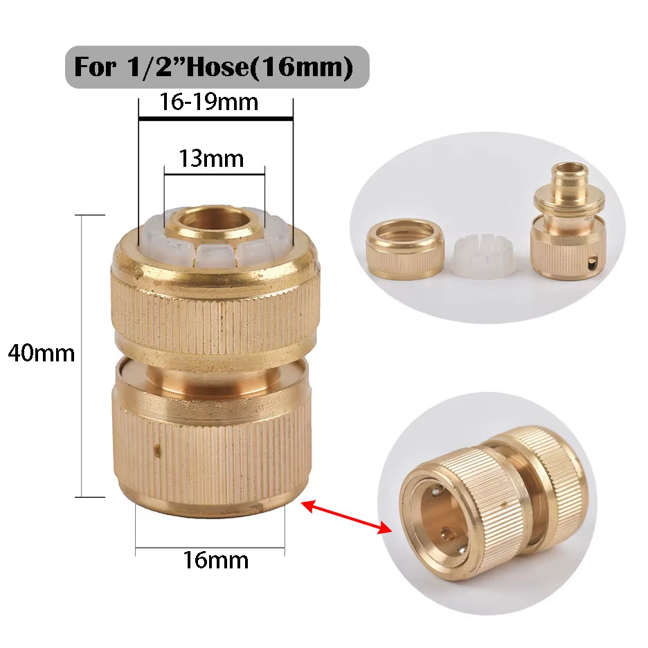 1/2 3/4" Thread Quick Connector Brass Garden Watering Adapter Drip Irrigation Copper Hose Quick Connector Fittings 1 Pcs