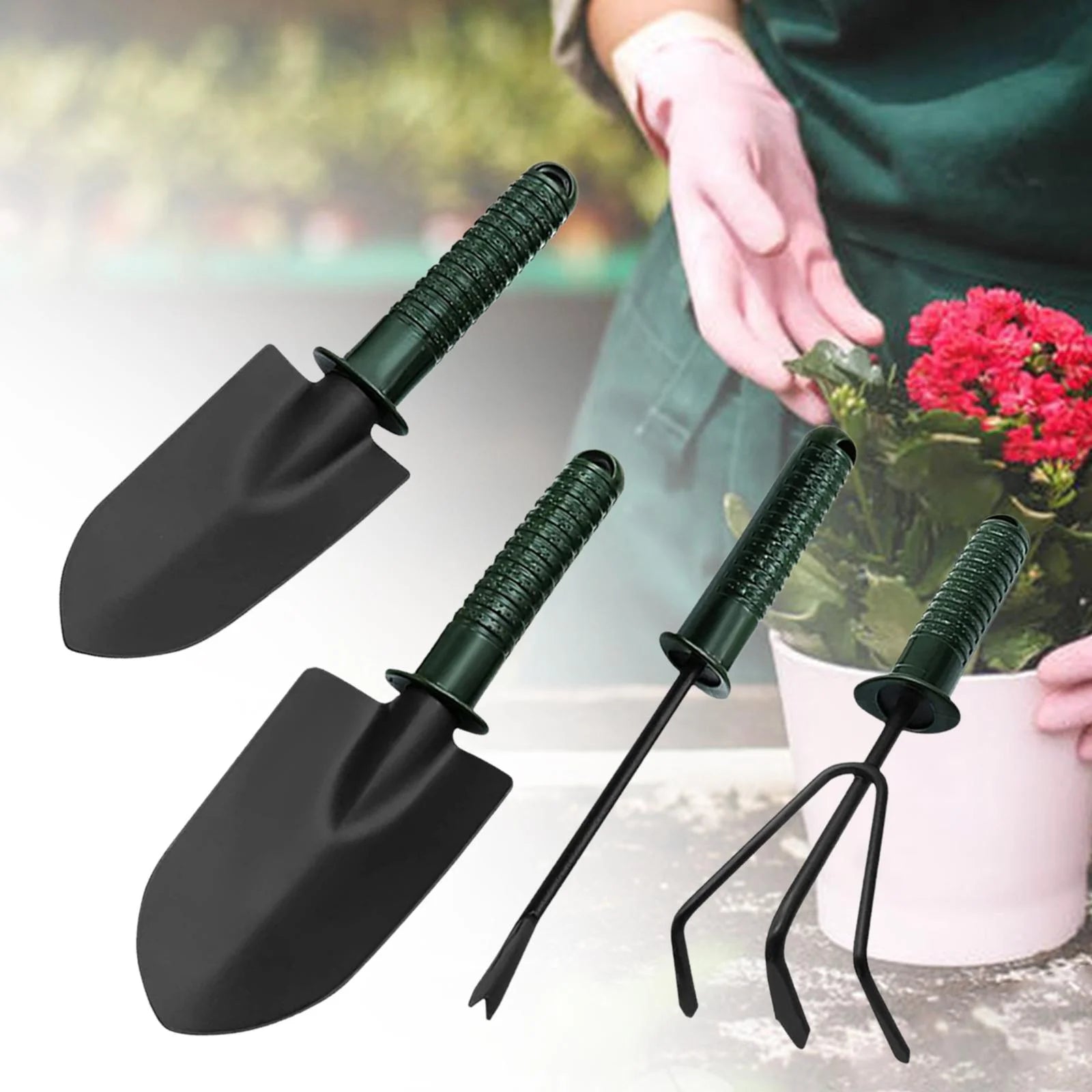 4Pcs Gardening Tools, Garden Rake, Gardending Hand Tools for Lawn, Bonsai, Garden, Yard, Gifts