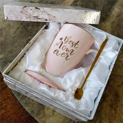 Gifts for Mom - Best Mom Ever Coffee Mug, Mothers Day Gifts for Mom, Birthday Gifts, Christmas Gifts, Mom Gifts,  14 Fl Oz Pink Coffee Mugs Ceramic Mug Tea Cup